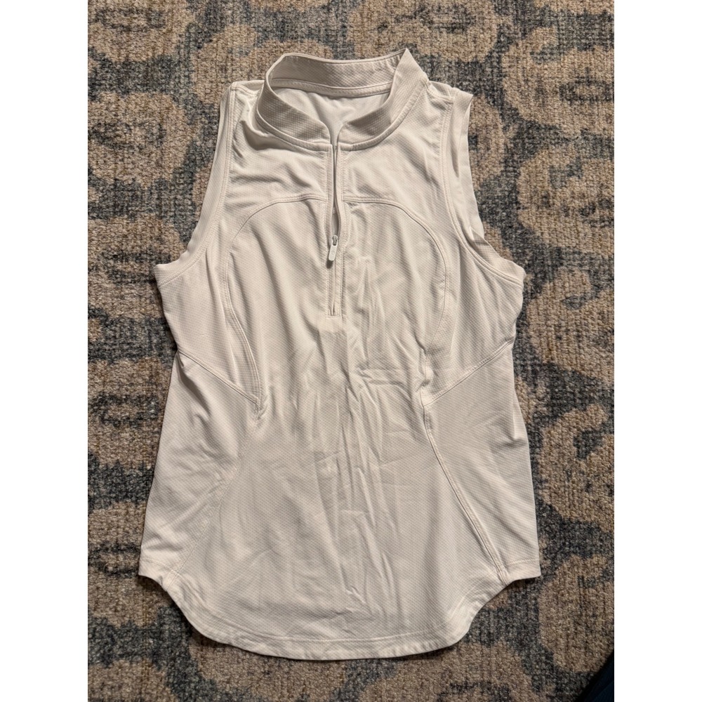 Lululemon Front-Zip Mock-Neck Tennis Tank White Size 6 Excellent Condition